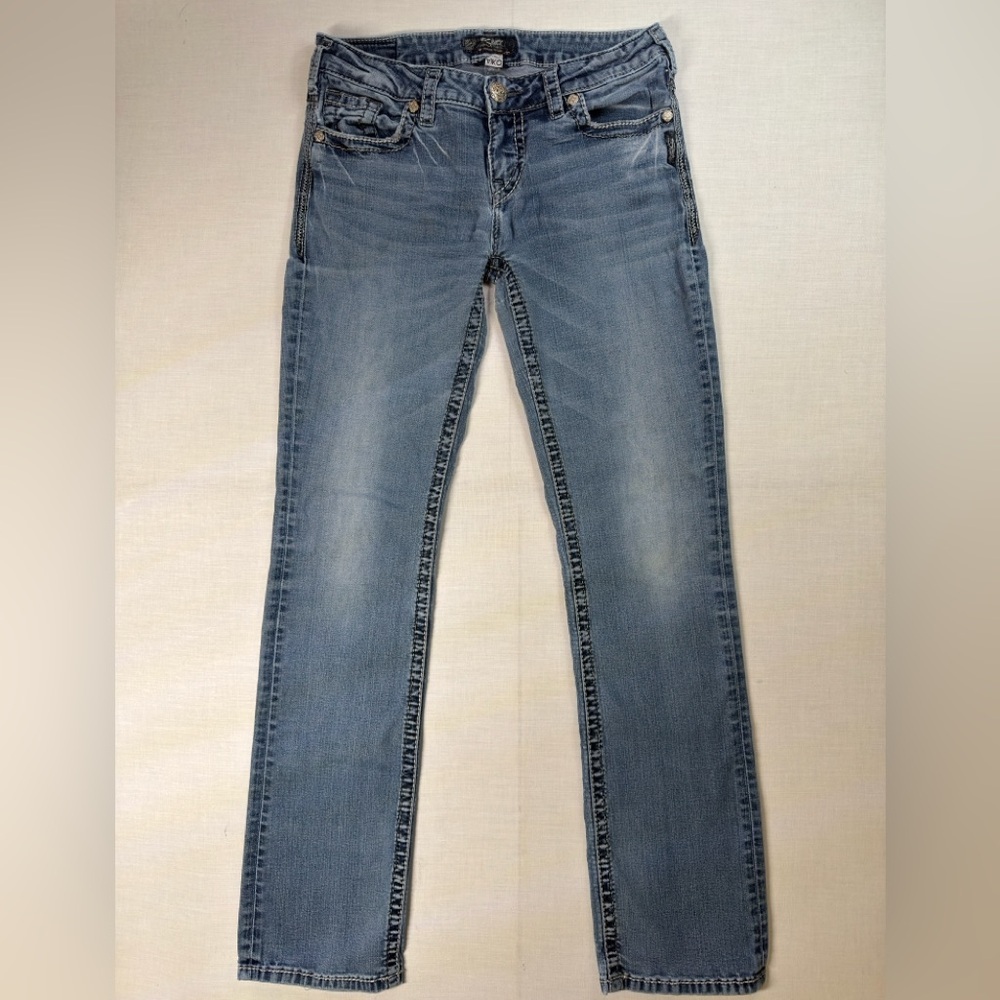 Aiko Women's Straight Leg Jeans in Faded Blue Wash